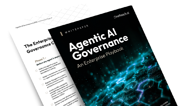 Agentic AI Governance in 2026 playbook cover from OneReach.ai