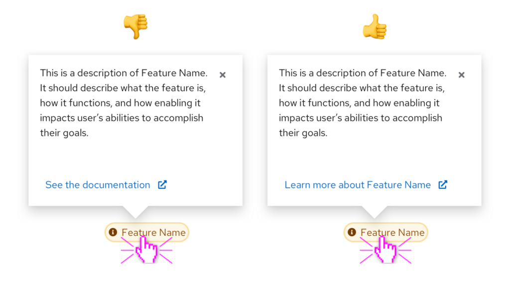 Feature name, the pros and cons of design. The comparison 