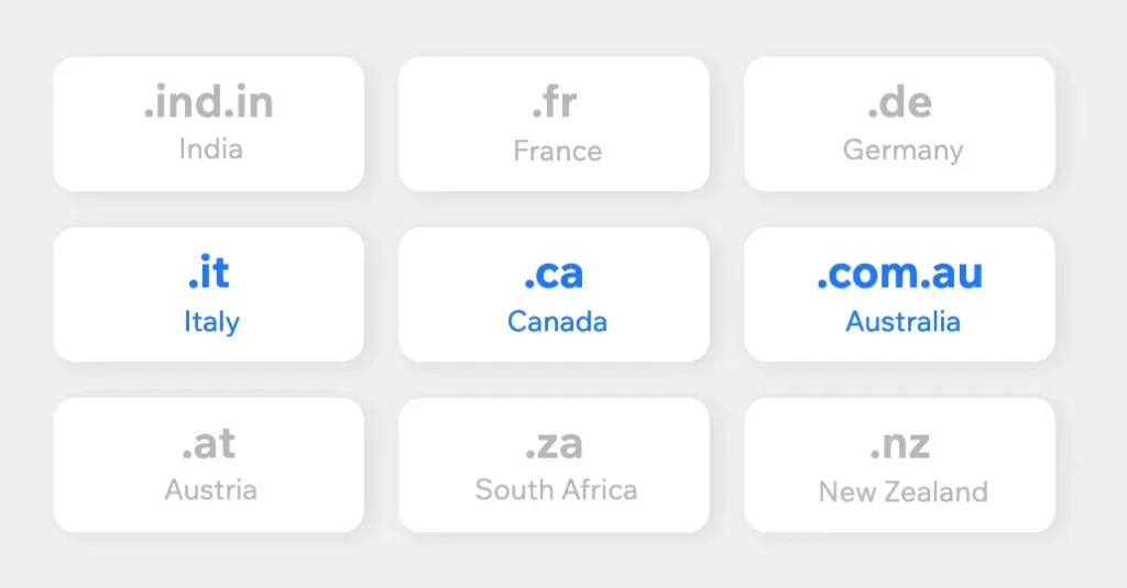 CCTLDs available at Wix.
