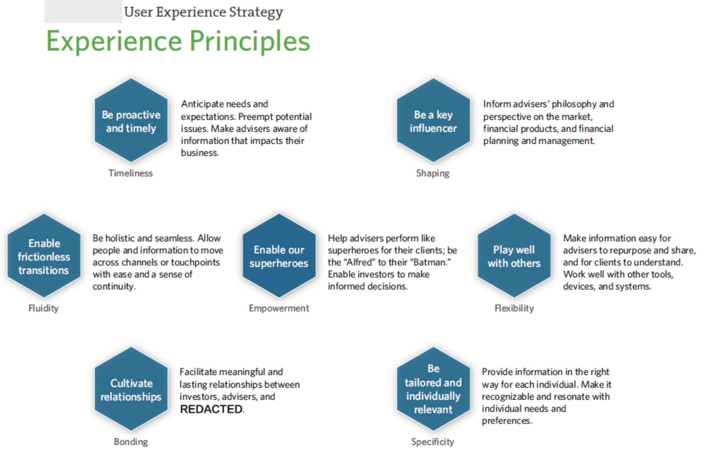 Set of experience principles