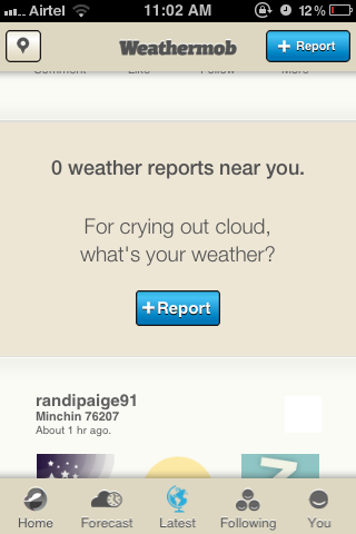 Weather Reports Near You Screen