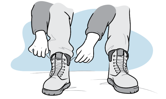 Tying Boots Illustration