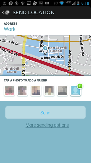 Current Waze sharing screen