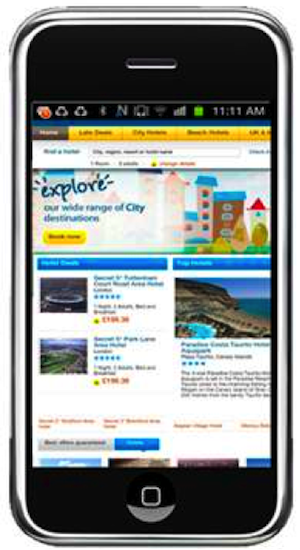 Hotels4U desktop on mobile