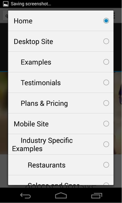 Quickmo mobile menu