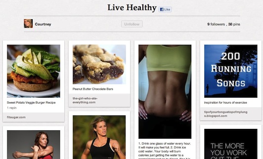 Courtney's Live Healthy Pin Board