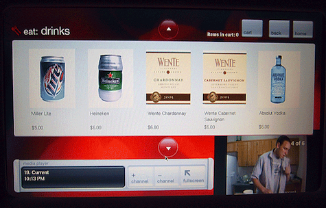 Drink order screen in the VA seatback touchscreen