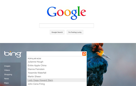 Google and Bing's search interfaces