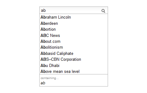 more useful search suggestions from Wikipedia