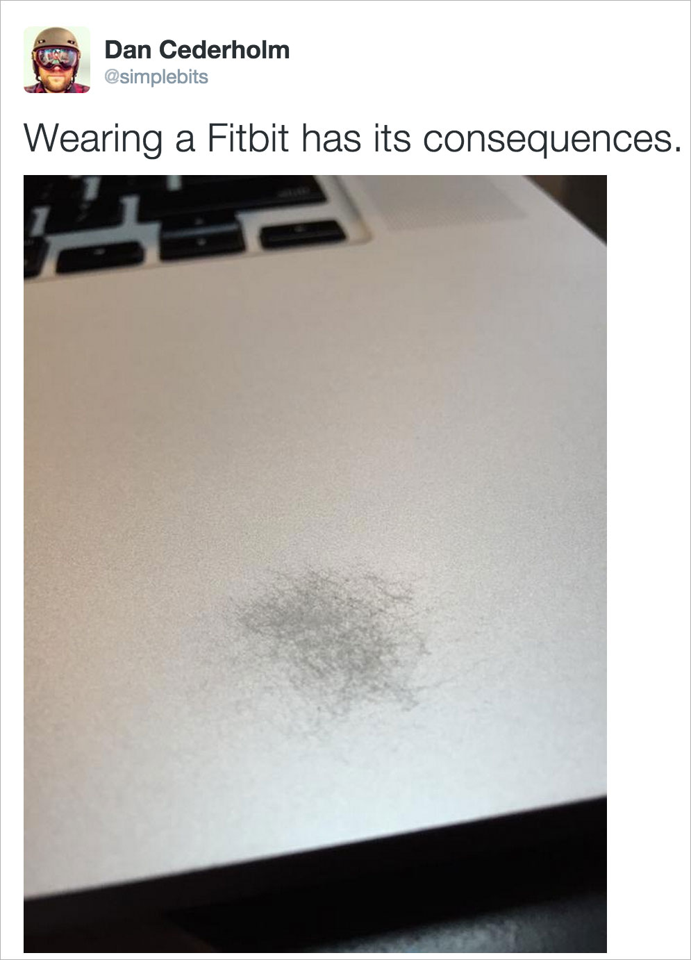 Fitbit scratches Dan Cederholm's laptop