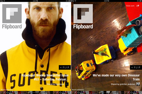 Screenshots of two pages from the Flipboard app