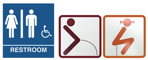 Conventional and non-conventioal restroom signs