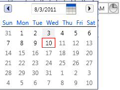 Calendar control portion of the eventual solution