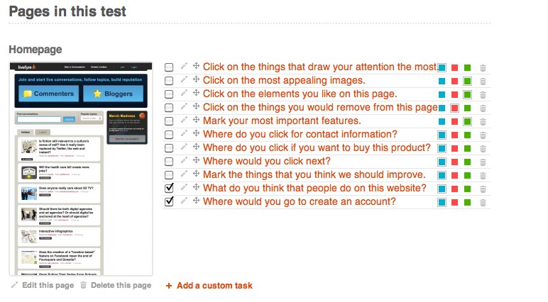 Usabilia add question screen