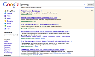 Google search on geneology