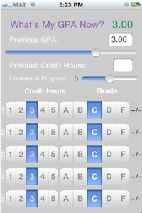 Cluttered GPA calculator UI