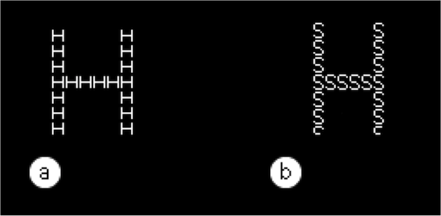 Representation of the visual stimuli used in the first three of Navon's experiments