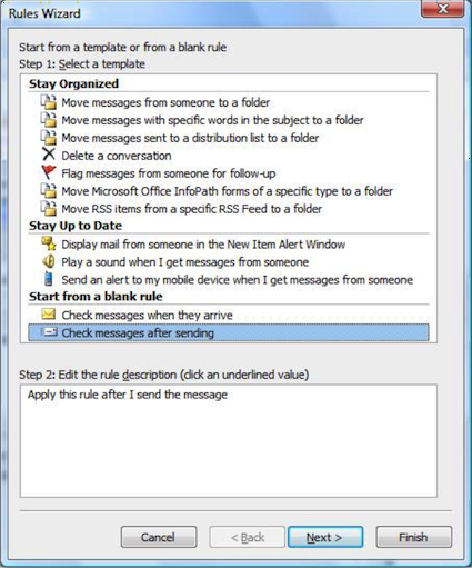 Outlook Mail Rules Wizard