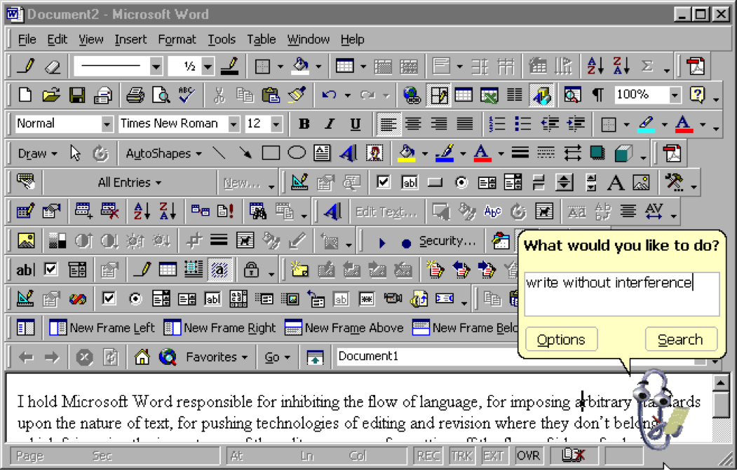 Microsoft Word interface