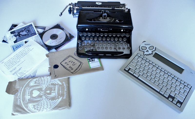 Correspondence from Scott Bourne, a Royal Typewriter, and the Alphasmart Pro