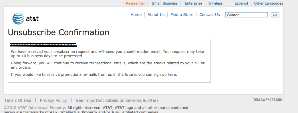 AT&T unsubscribe