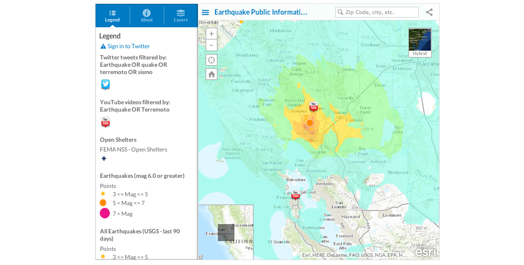 Esri earthquake map