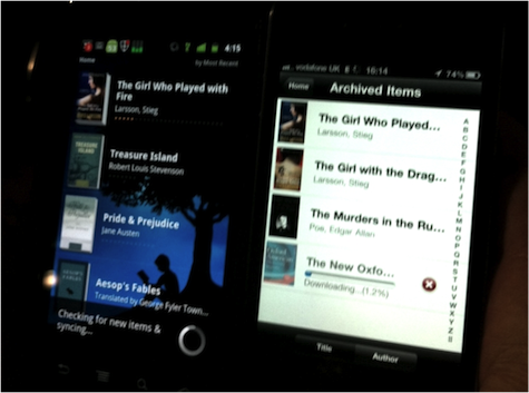Comparison of Kindle app on iPhone and Android