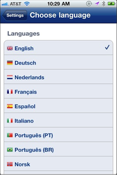 Choose Language by Flag iPhone Menu